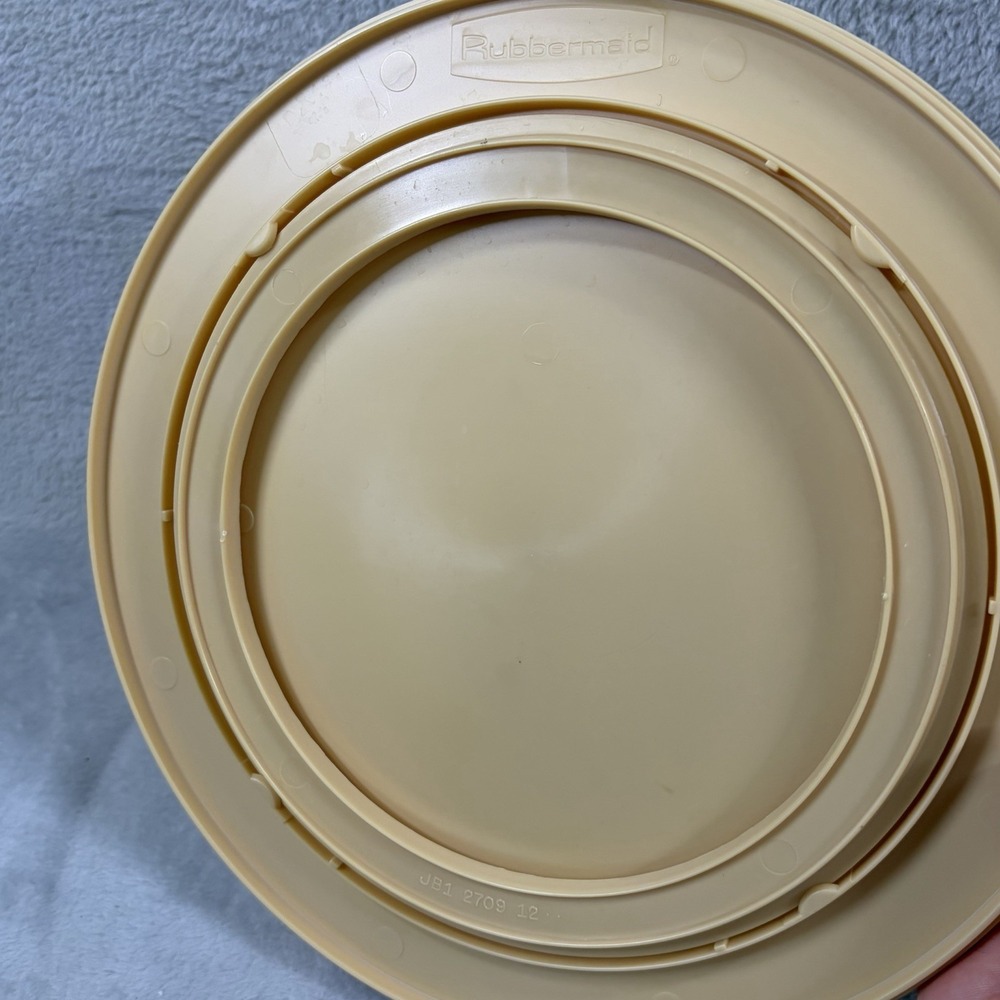 Vintage Plastic Lazy Susan Turntable Lot of 3 Retro Kitchen Mustard Almond Tan - Picture 5 of 8